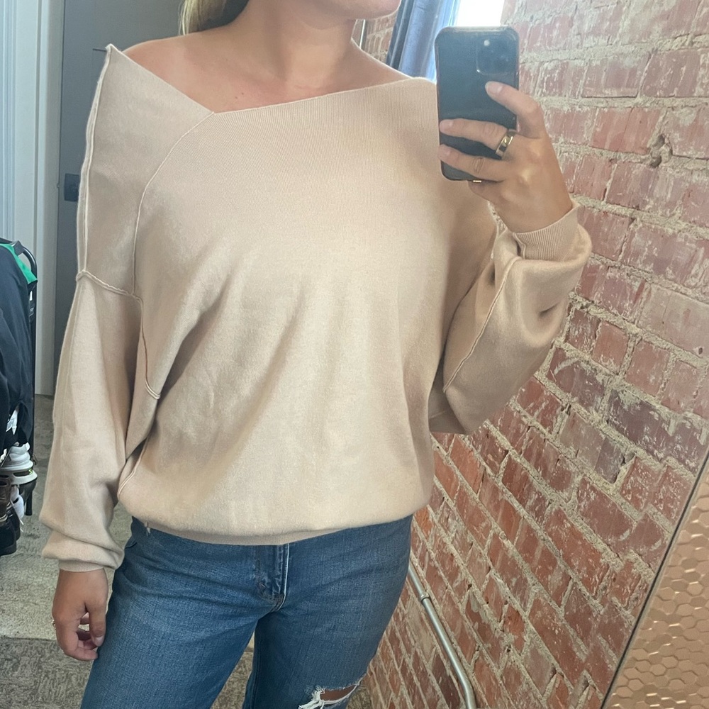 Free People Rosewood Pink Off The Shoulder Sweater